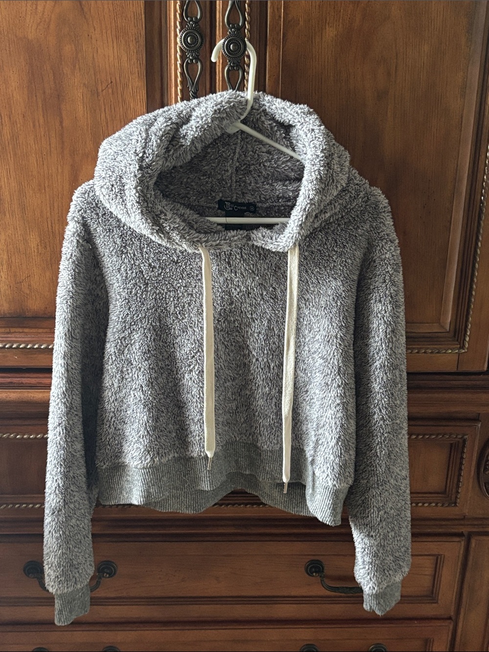 Miss Chievous Plush Gray Hooded Pullover